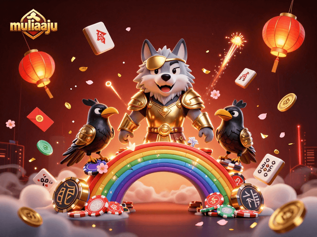 Experience thrilling slots with muliaaju in a vibrant 3D casino illustration.