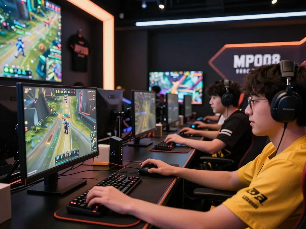 MPO08 players competing in an exciting online gaming tournament, showcasing intense strategy and focus.