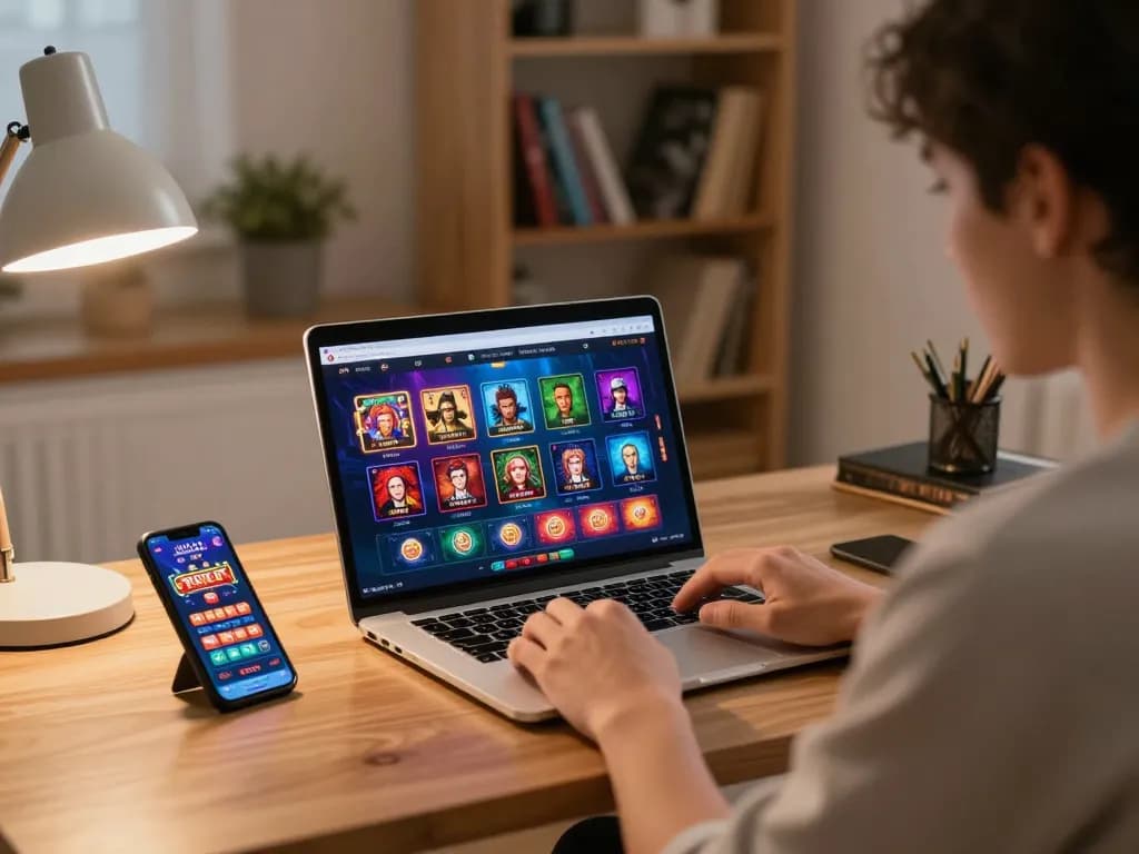 Engaged player using 11-hd for interactive online casino gaming session, showcasing vibrant game interface.