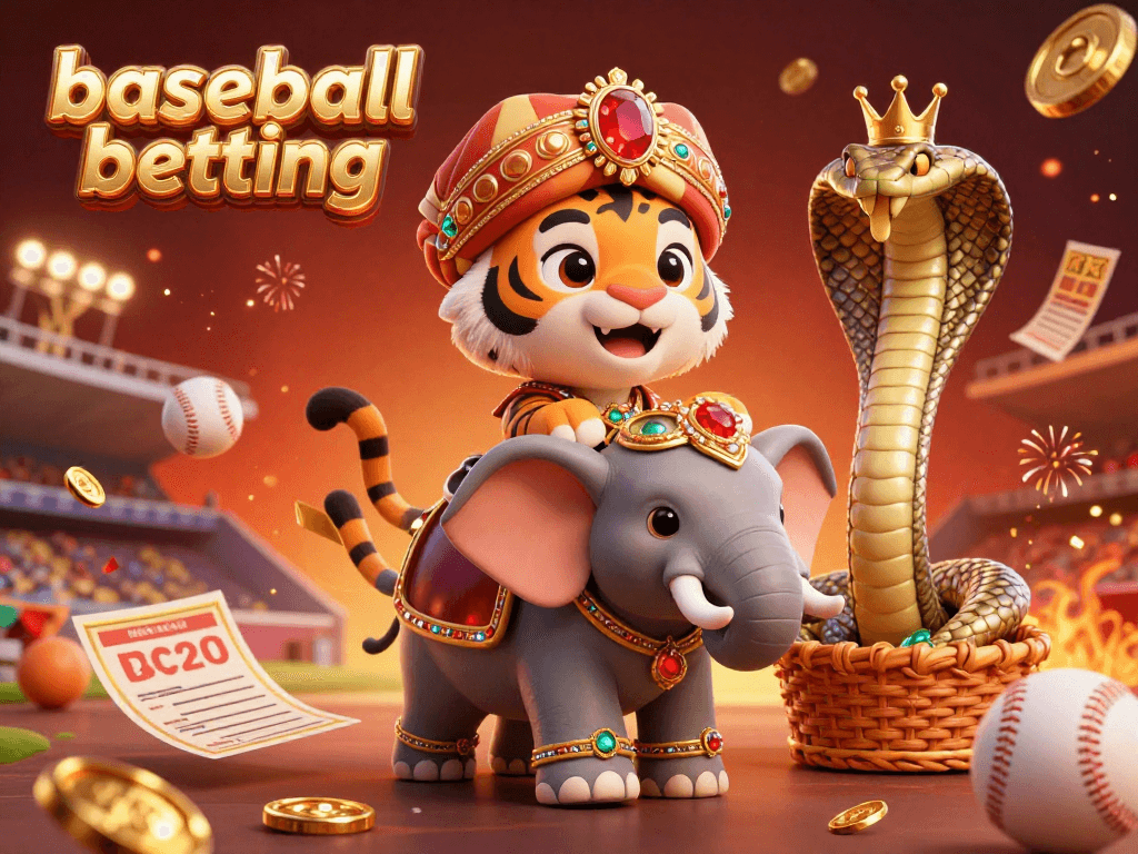 Engage in exciting baseball betting with a vibrant 3D illustration showcasing dynamic sports elements and lively characters.