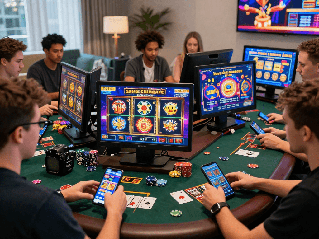 Explore the best non UK casinos for UK players in 2026 at https://cybermentors.org.uk featuring vibrant gaming scenes.