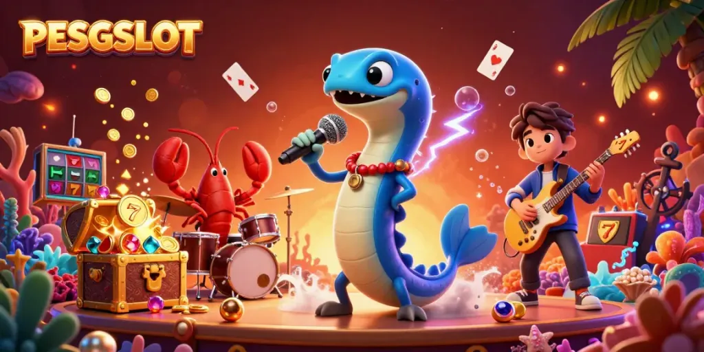 Menangkan di PESGSLOT dengan slot reels dan karakter 3D dalam kasino bawah air yang meriah.