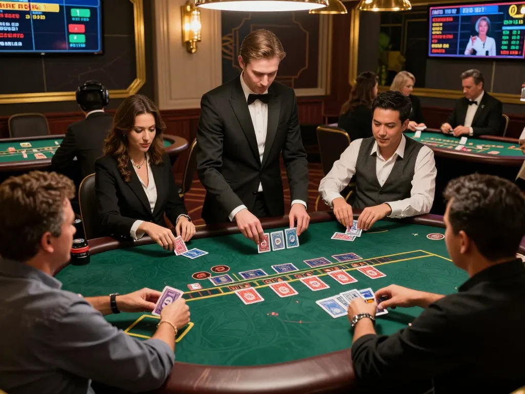 Players experience the excitement of blackjack at King33's live dealer casino, showcasing strategic gameplay.