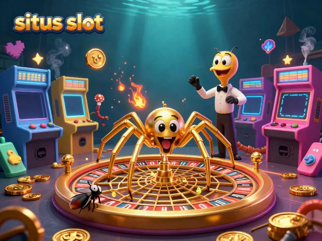 Visualisasi permainan situs slot dengan simbol slot dan elemen kasino dinamis.