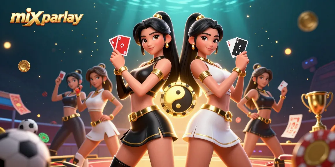 Experience mix parlay betting excitement with twin Asian women showcasing gaming strategies and vibrant visuals.
