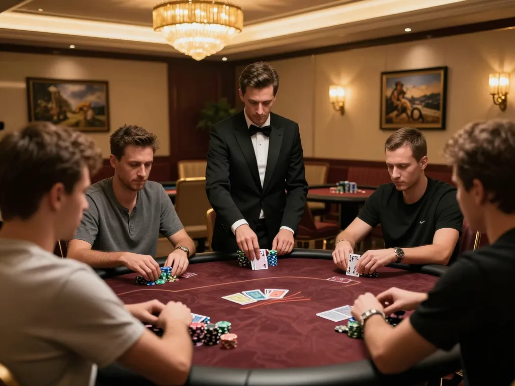 Intense poker game featuring n188vip players strategizing for high stakes in an elegant setting