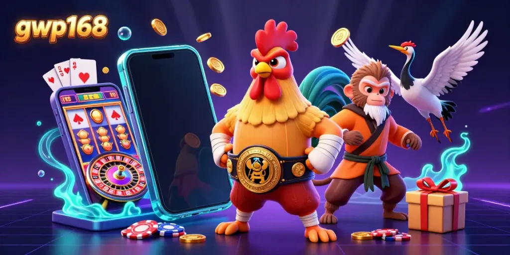 Mainkan berbagai slot gacor di gwp168 bersama ayam muay thai dan monyet shaolin.