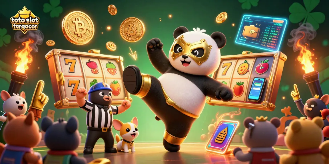 Engage in exciting gameplay with toto slot tergacor featuring a panda wrestler and a cheering animal crowd.
