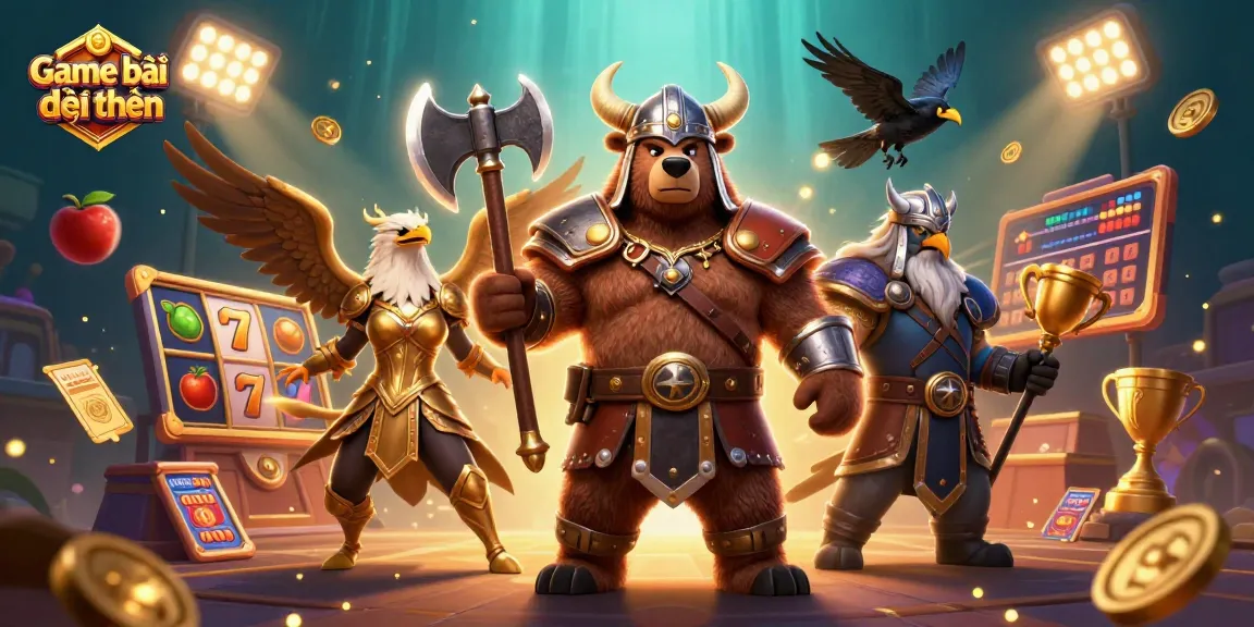 Play thrilling Game bài đổi thưởng as Viking and Valkyrie engage in epic casino battle.