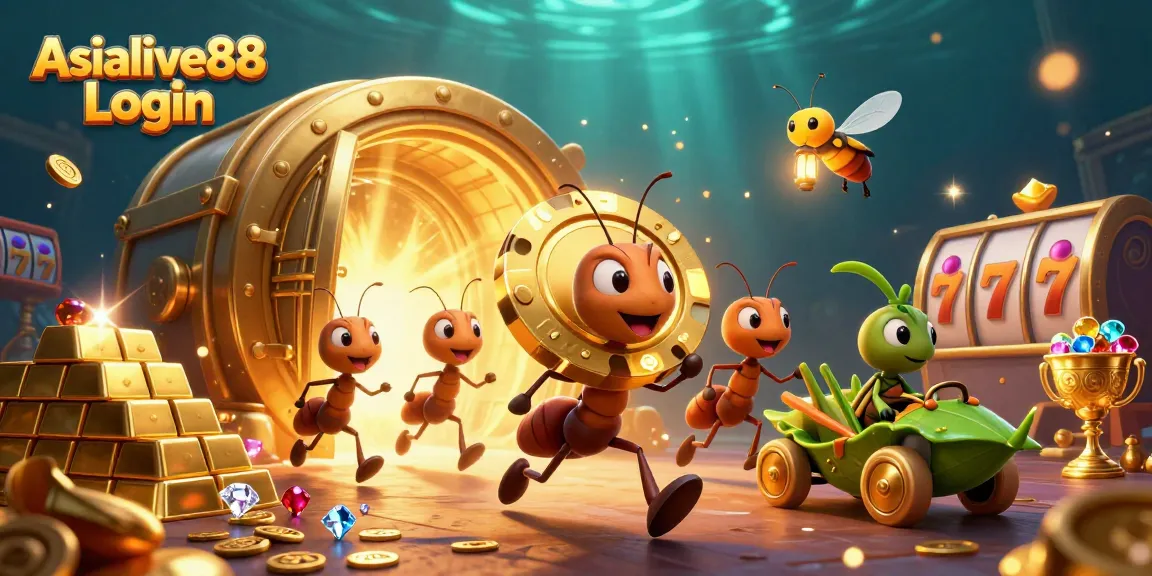 Engage with Asialive88 Login for a thrilling casino adventure featuring dynamic characters and golden treasures.