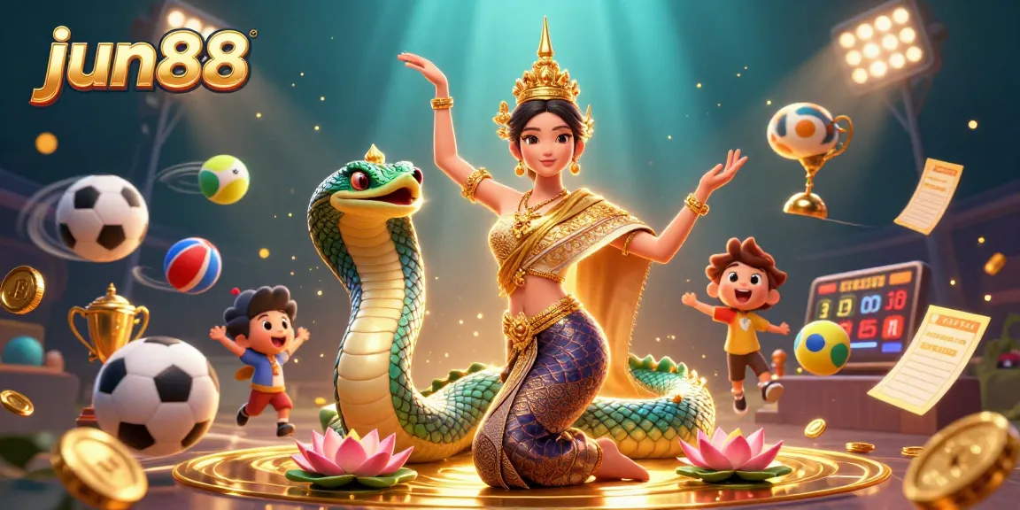 Experience thrilling gameplay at jun88 with a vibrant 3D illustration of cultural elements and dynamic action.