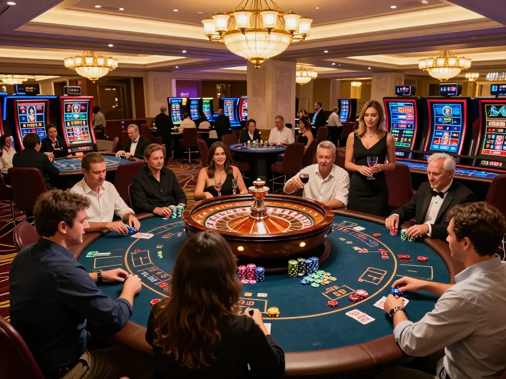cloud-africa players enjoying exciting roulette gameplay in a vibrant casino floor atmosphere