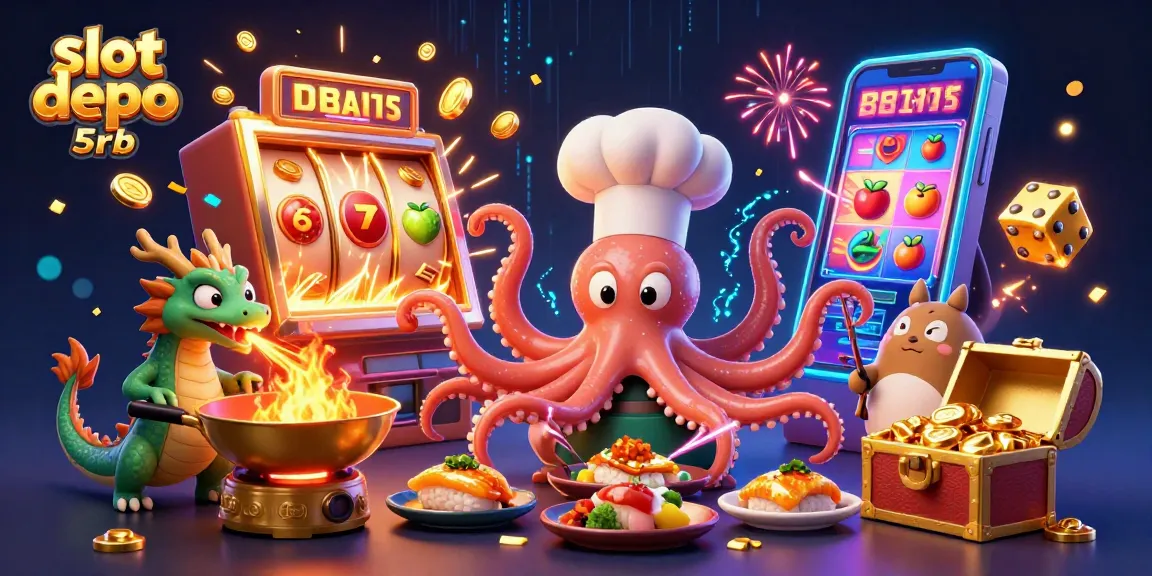 Engage in the thrilling world of slot depo 5rb with this vibrant casino-themed illustration.