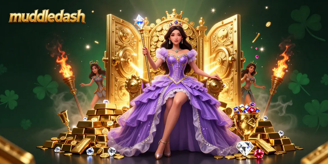 Muddledash brings excitement to life with a regal scene showcasing casino riches in vibrant detail.