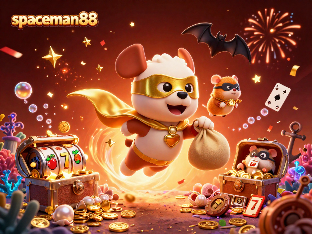 Experience the thrill of gaming with spaceman88 in this vibrant slot adventure scene.