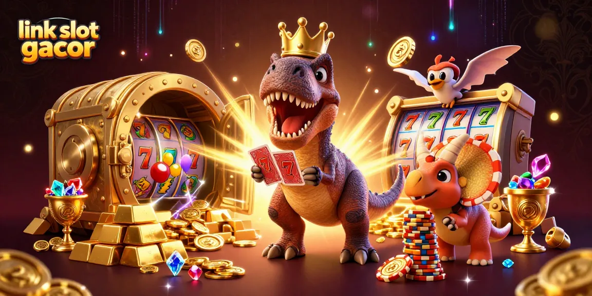 Experience thrills with link slot gacor in this vibrant casino illustration featuring playful characters.