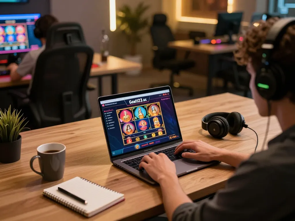 Player engaging with the interactive platform goal123.ac, experiencing exciting online casino gameplay with vibrant graphics.