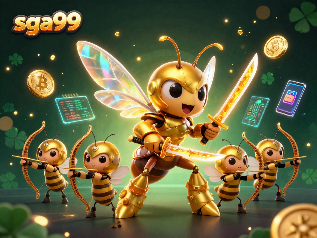 Spin big wins with sga99 in an immersive 3D casino scene featuring crypto elements.