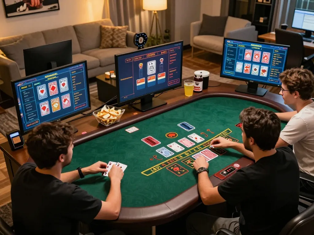 Engaged players at 789WIN's online casino blackjack game, showcasing strategy and excitement.