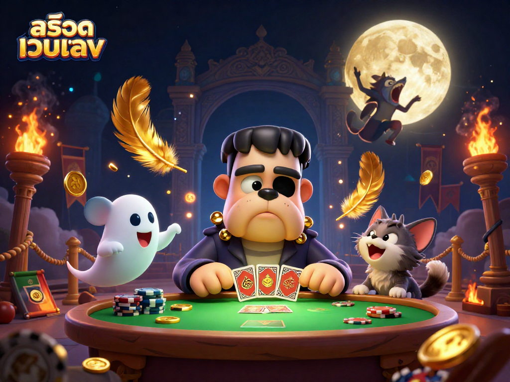 Engage in thrilling gameplay at สล็อตเว็บตรง, featuring a 3D cartoon Frankenstein bulldog surrounded by golden game elements.