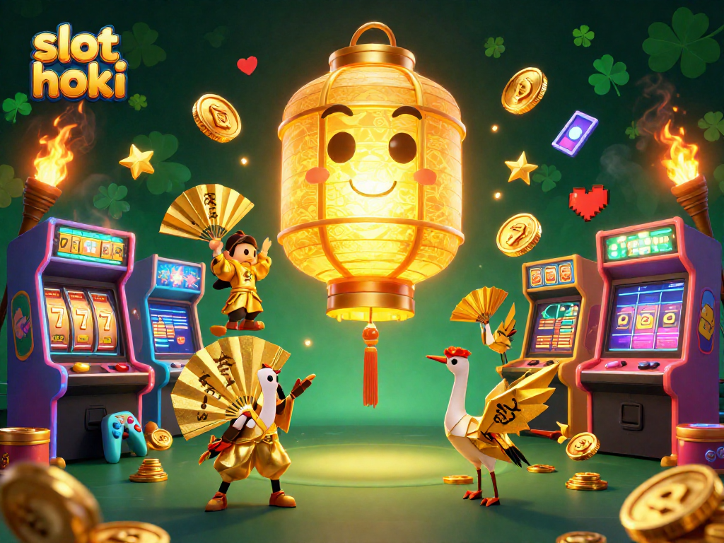 Spin and win at slot hoki with the magical lantern spirit in this vibrant casino scene.