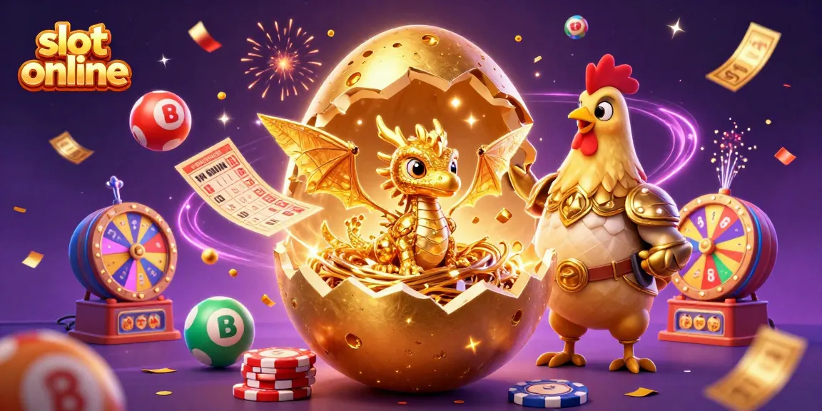 Slot online menghadirkan jackpot besar dengan ilustrasi naga emas dalam permainan penuh warna.