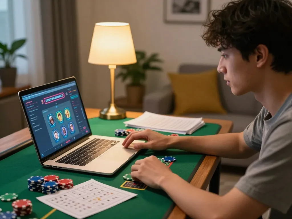 Engaging in online casino gaming at luck88com, showcasing strategic play and relaxed atmosphere.
