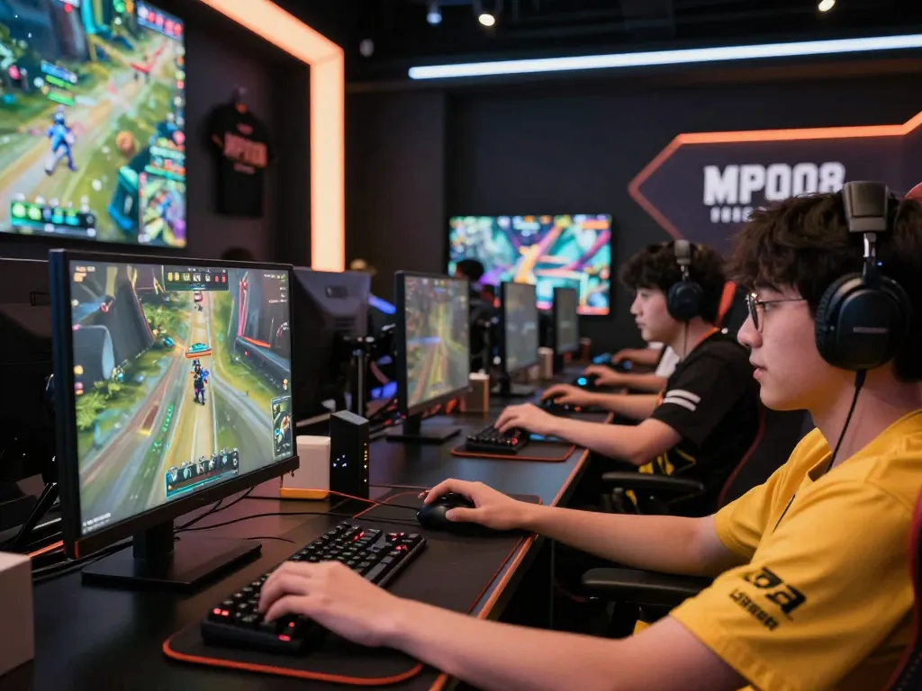 MPO08 players competing in an exciting online gaming tournament, showcasing intense strategy and focus.
