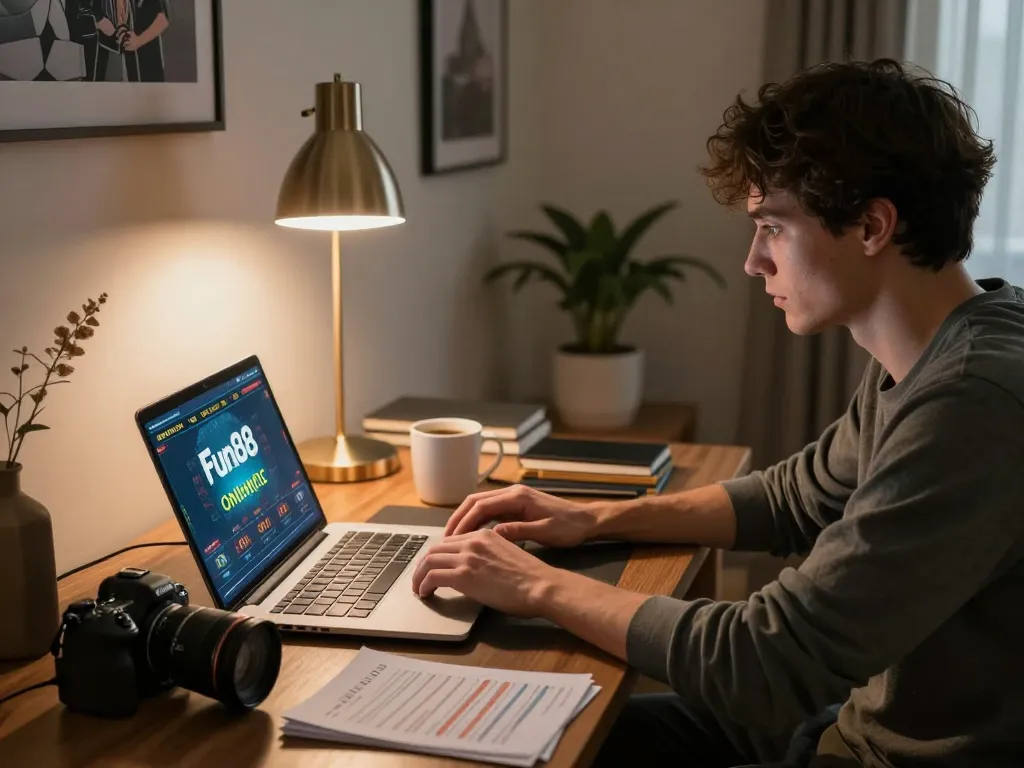 Engaging gameplay on Fun88 online casino platform, showcasing user strategy with focused ambiance