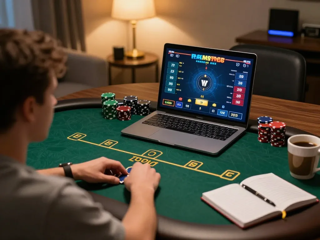 Engaging player using ffmpeg api for video editing to enhance online poker strategies in a cozy home setting