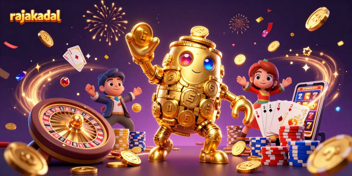 Taruhan slot yang menarik di rajakadal dengan mesin dan koin emas melimpah.