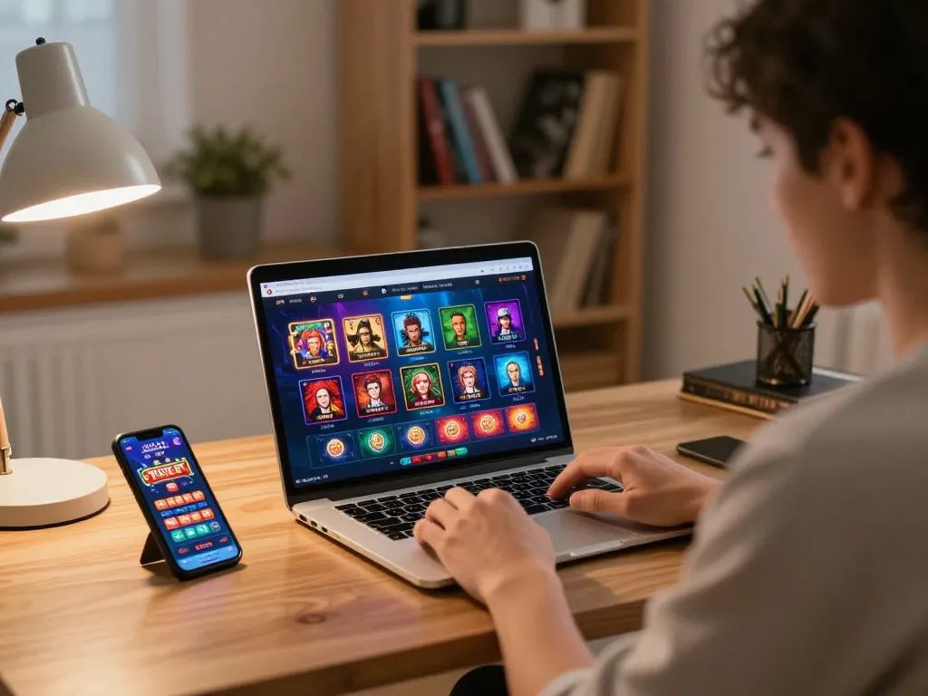 Engaged player using 11-hd for interactive online casino gaming session, showcasing vibrant game interface.