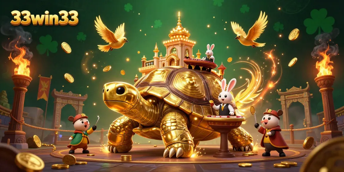 Win big with 33win33 in an immersive gaming paradise showcasing a colorful casino scene.