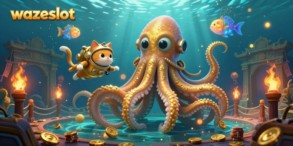 Experience the excitement of wazeslot with vibrant characters and dynamic casino elements in a detailed underwater scene.