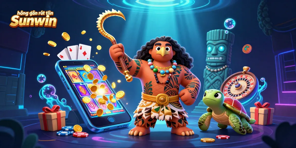 Engage in hướng dẫn rút tiền Sunwin with vibrant casino action, featuring a demigod and whimsical creatures.