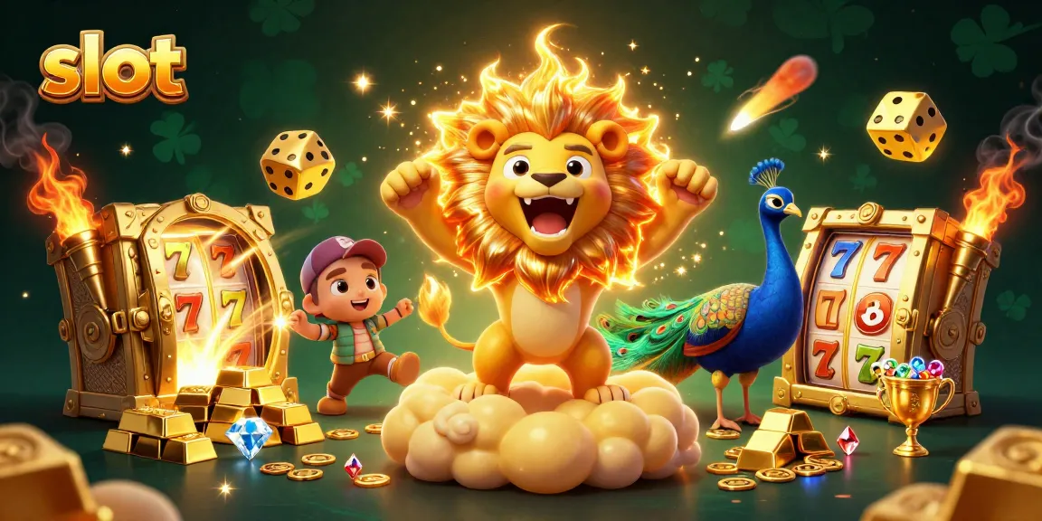 Experience thrilling slot gameplay with vibrant symbols and characters in a rich casino scene.