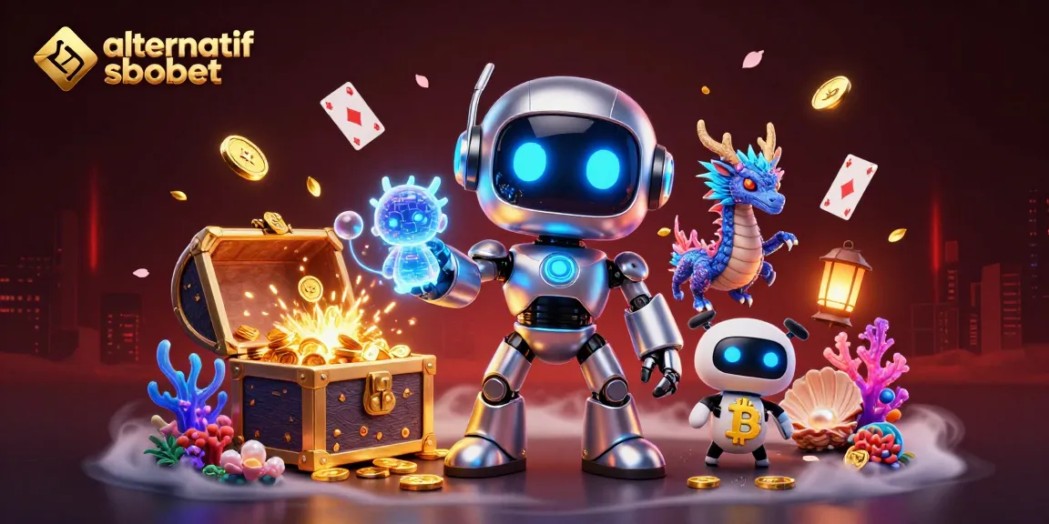 Experience thrilling moments with link alternatif sbobet through this vibrant illustration of a cyberpunk casino.