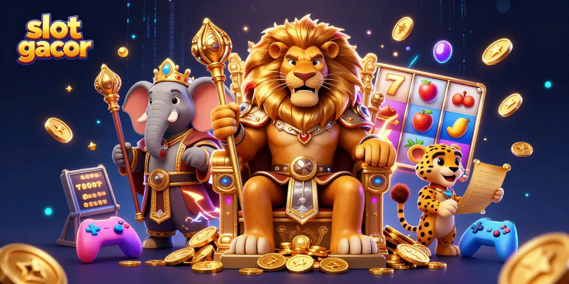 Engage in thrilling slot gacor adventures with a lion king and vibrant slot reels!