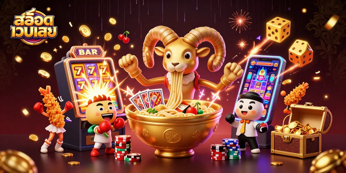 Engage in high-stakes fun with สล็อตเว็บตรง and vibrant casino elements in this thrilling illustration.