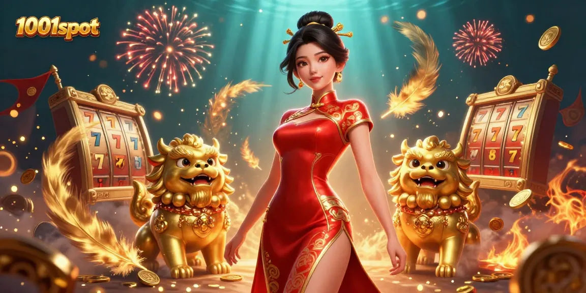 Spin and win at 1001slot with glamorous gaming elements surrounding captivating visuals.