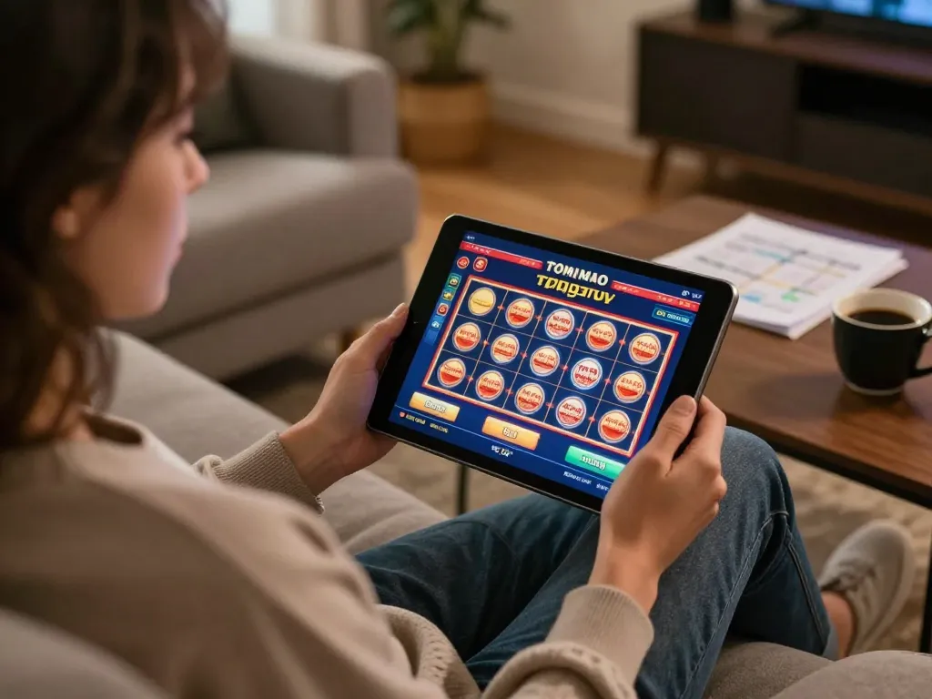 Engaging in online casino gameplay đăng ký on a tablet while relaxing at home.