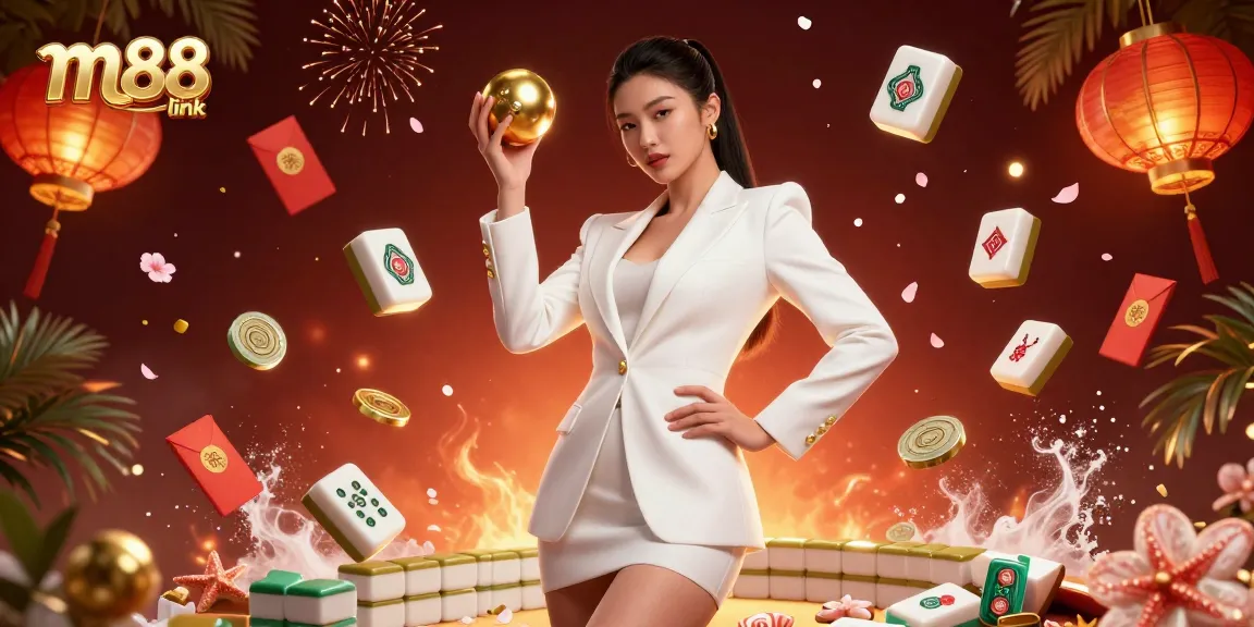 Berinteraksi dengan m88 link, menampilkan seorang wanita bergaya yang memegang bola roulette di sebuah adegan dengan tema kasino yang rumit.