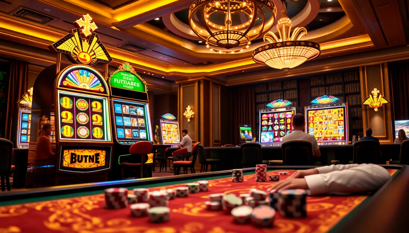 Rasakan kegembiraan slot aman788 dengan lampu yang cerah dan chip poker.