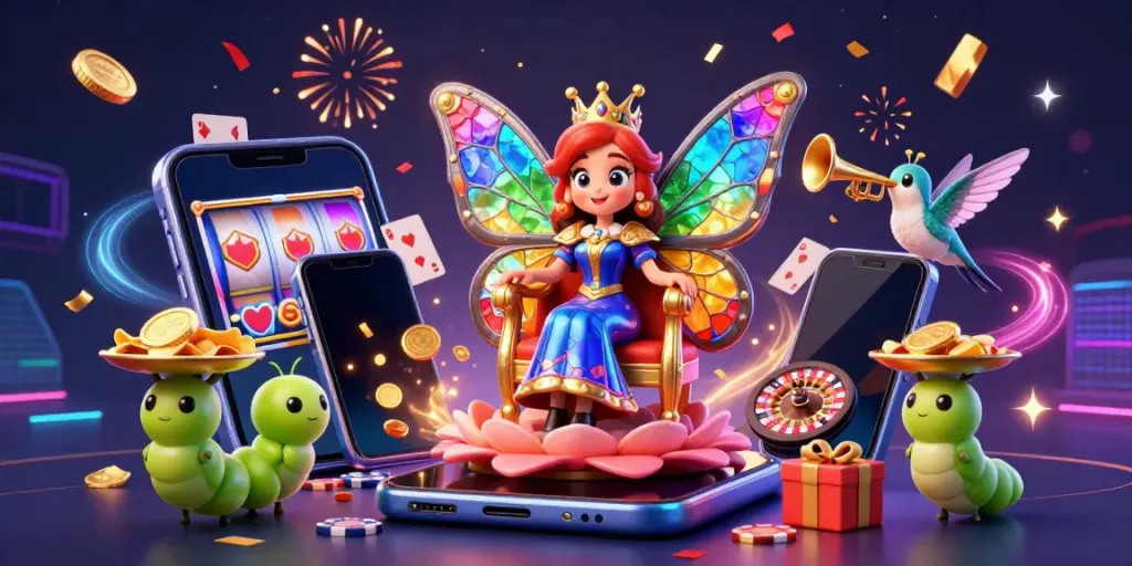 Experience the solana casino excitement with vibrant characters and dynamic gaming elements in this stunning 3D illustration.