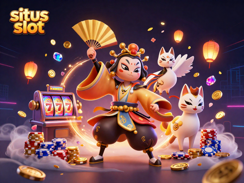 Experience exciting situs slot gameplay with kabuki warriors and dazzling slot elements.