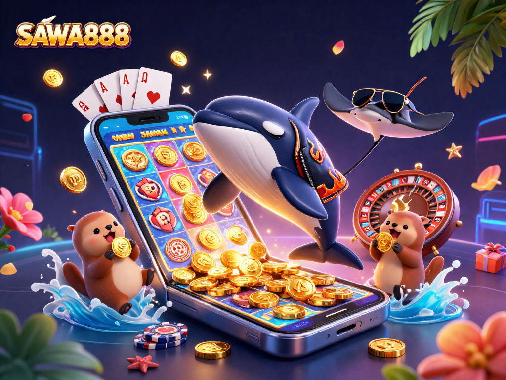 Experience thrilling gameplay with SAWA888's exciting slots and vibrant characters like orca whales and sea otters!