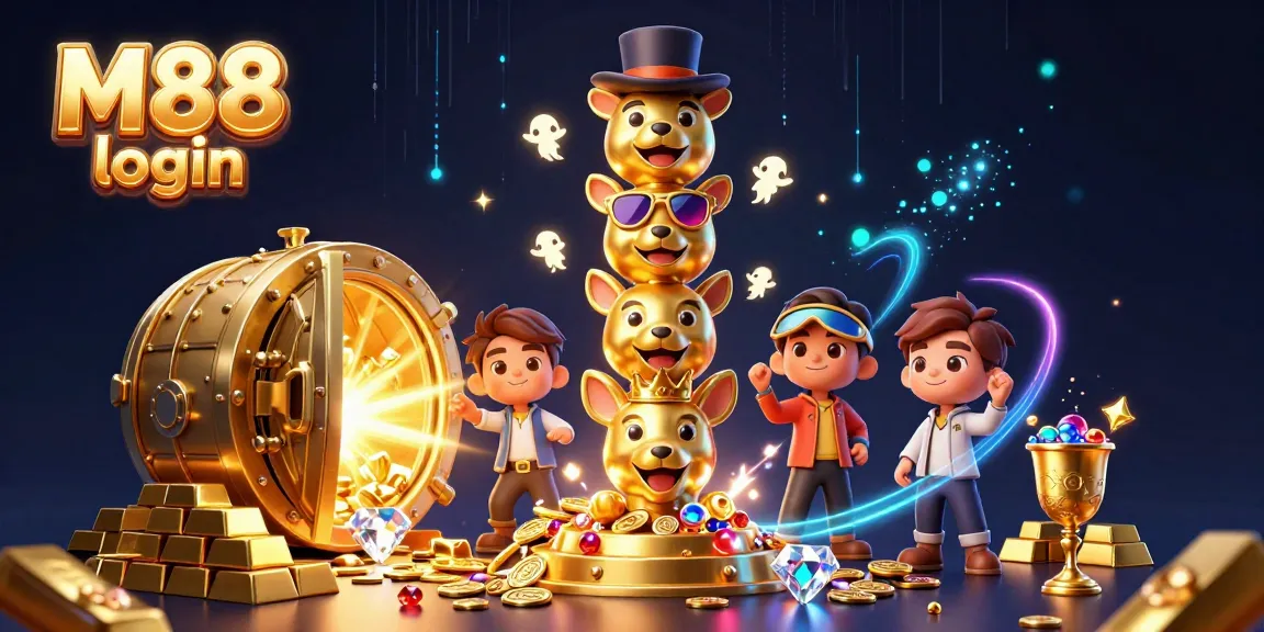 Experience thrilling M88 login with dynamic casino elements and vibrant 3D visuals.