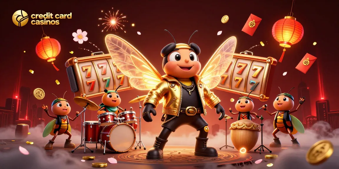 Experience the excitement at credit card casinos with vibrant 3D characters and festive game elements.