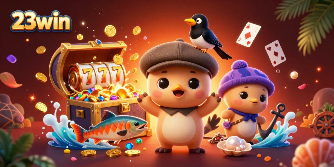 Engage with 23win's vibrant casino experience featuring fun characters and dynamic gaming elements.