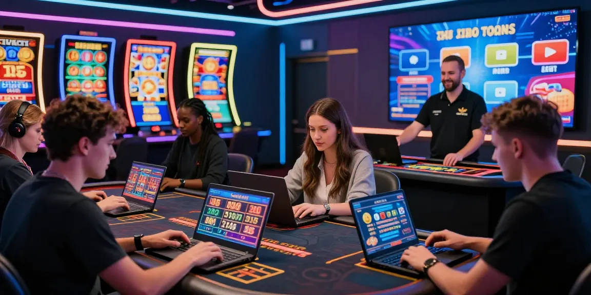 Online players enjoying credit card casinos UK, engaging with diverse games and secure payments in a vibrant digital casino setting.